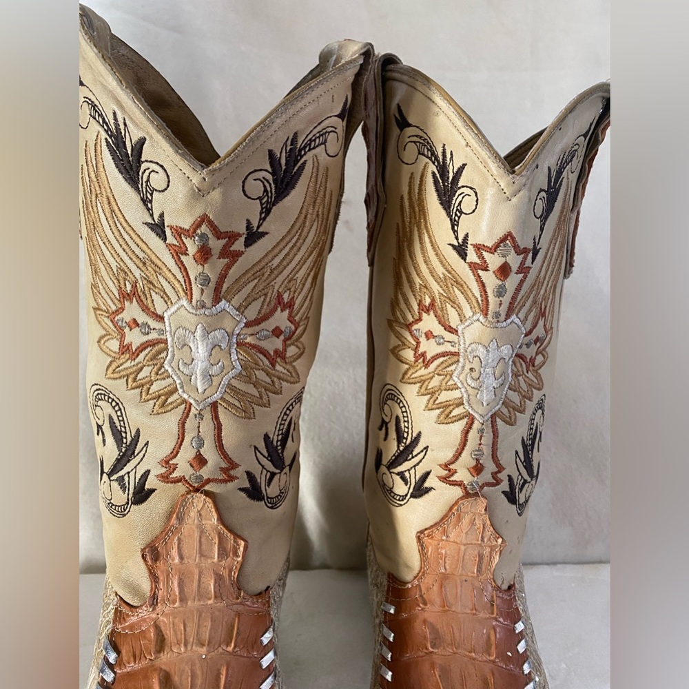 Carreta Men's Cowboy Brown, Cream, and Gold Embroider Glitter Size MEX-26-USA-7. - Picture 11 of 14